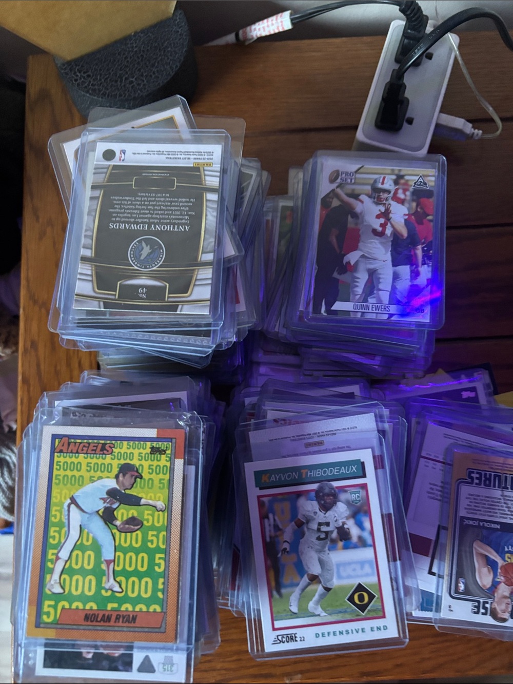 25 casedVintage & Modern Sports Card Lot - Multi-Color Football & Baseball Cards